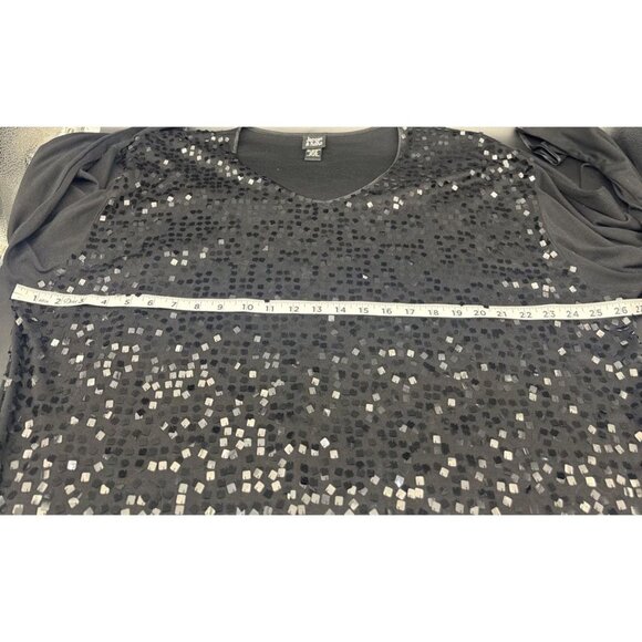 Jacque & KoKo Women's Black V-Neck Sequin Embellished Blouse Tunic Top Sz 18/20 - Picture 8 of 8